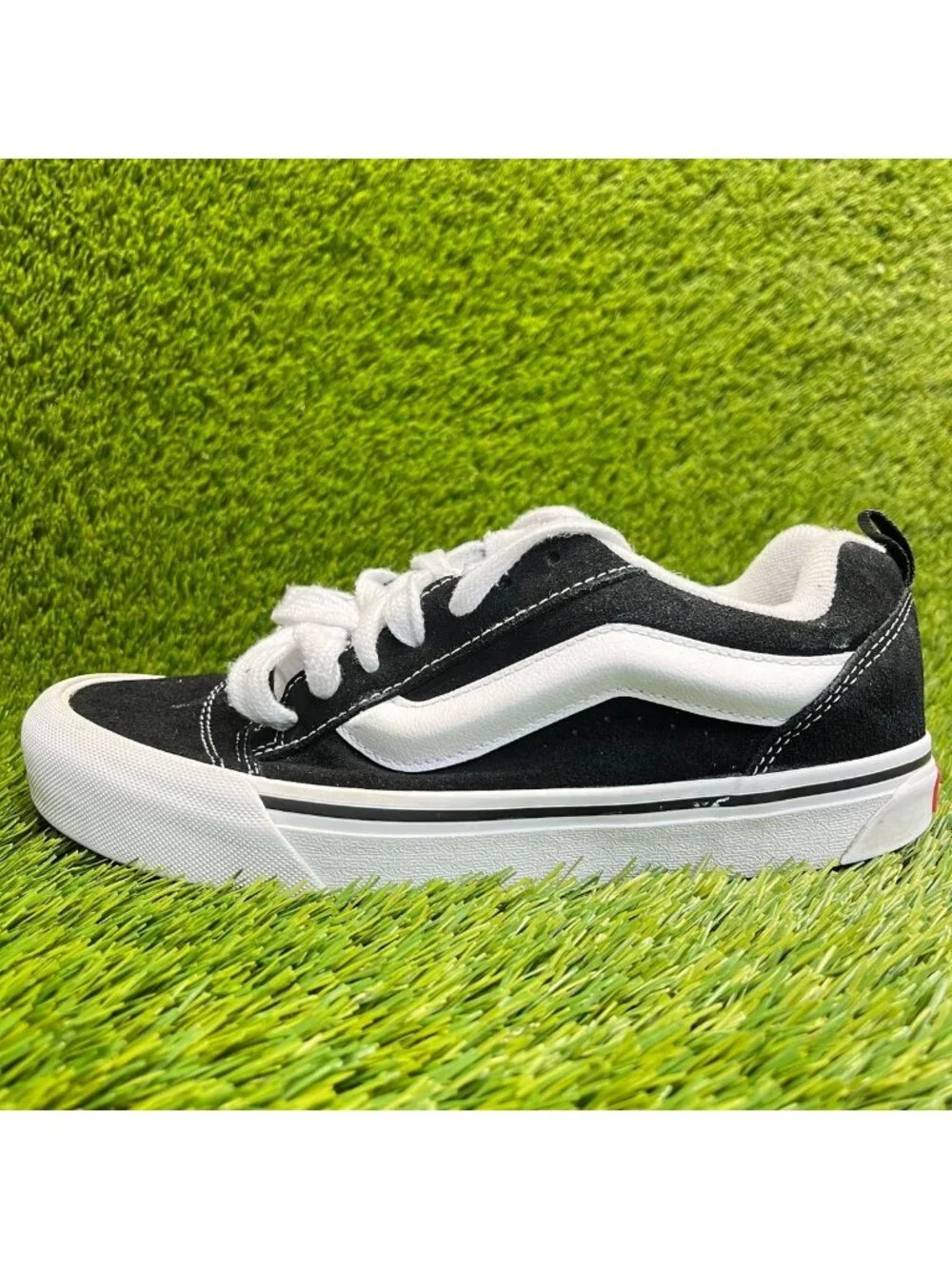 Vans Knu Skool Womens Size 8.5 Mens 7 Black White Athletic Skate Shoes Sneakers